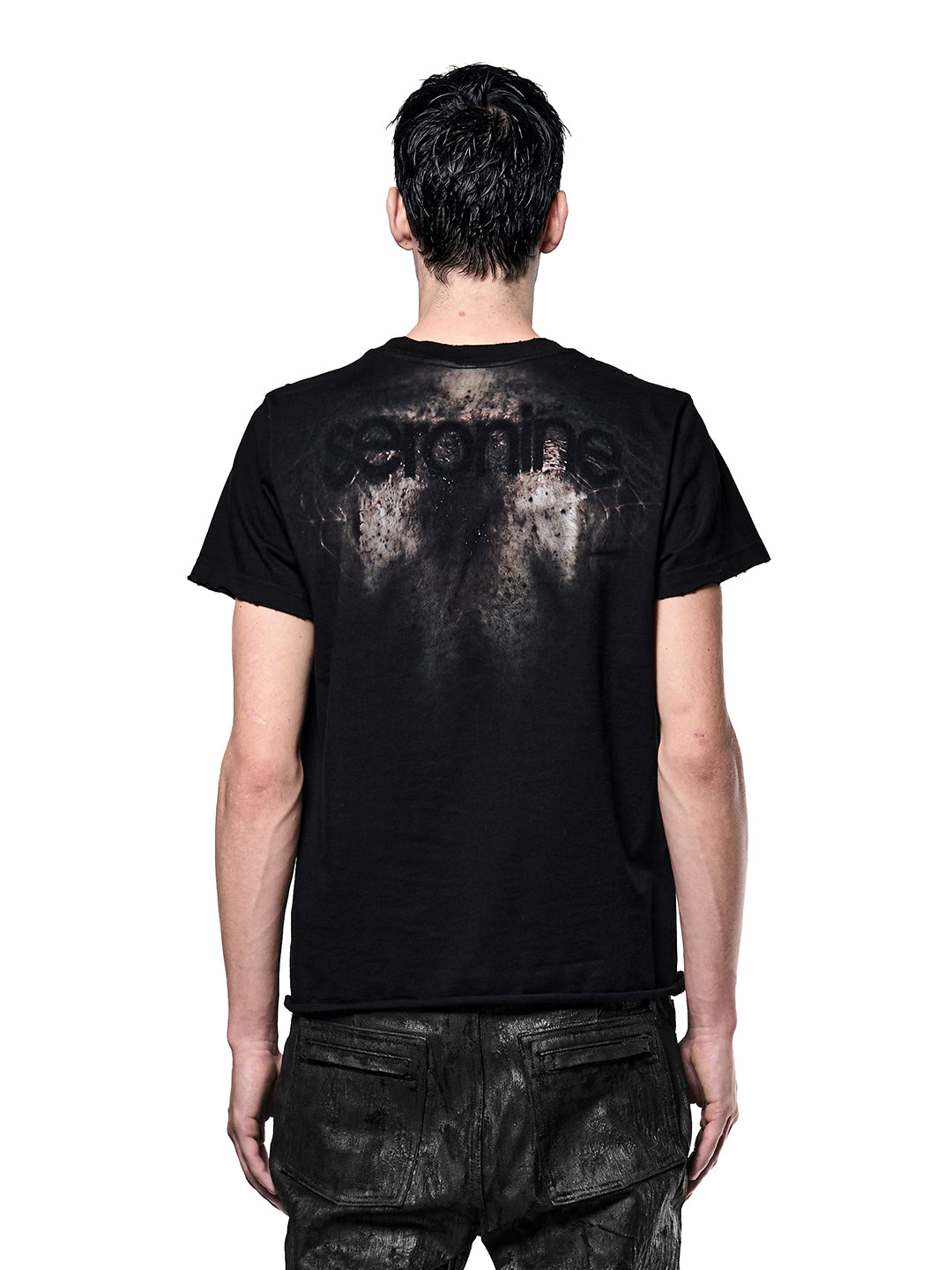 SERONINE CTX-50 Skin Etching Graphic T-Shirt - back print on model