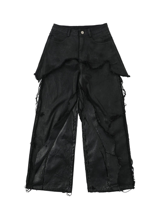 VAR-46 wide leg pants men front view in a dark SERONINE streetwear outfit