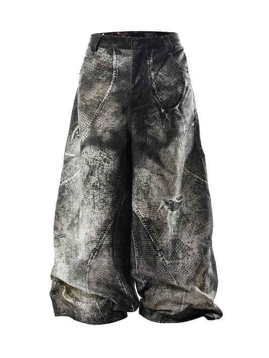 SER-MIM1 washed black denim pants front view in a SERONINE streetwear outfit