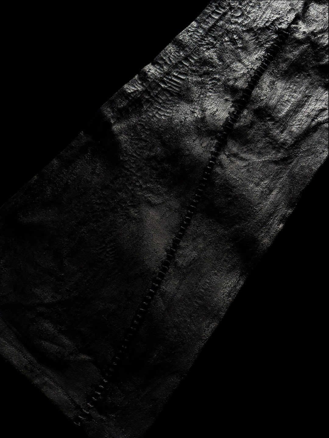 SERONINE CTX-55 Wax-Coated Structural Black Jeans - waistband and button detail