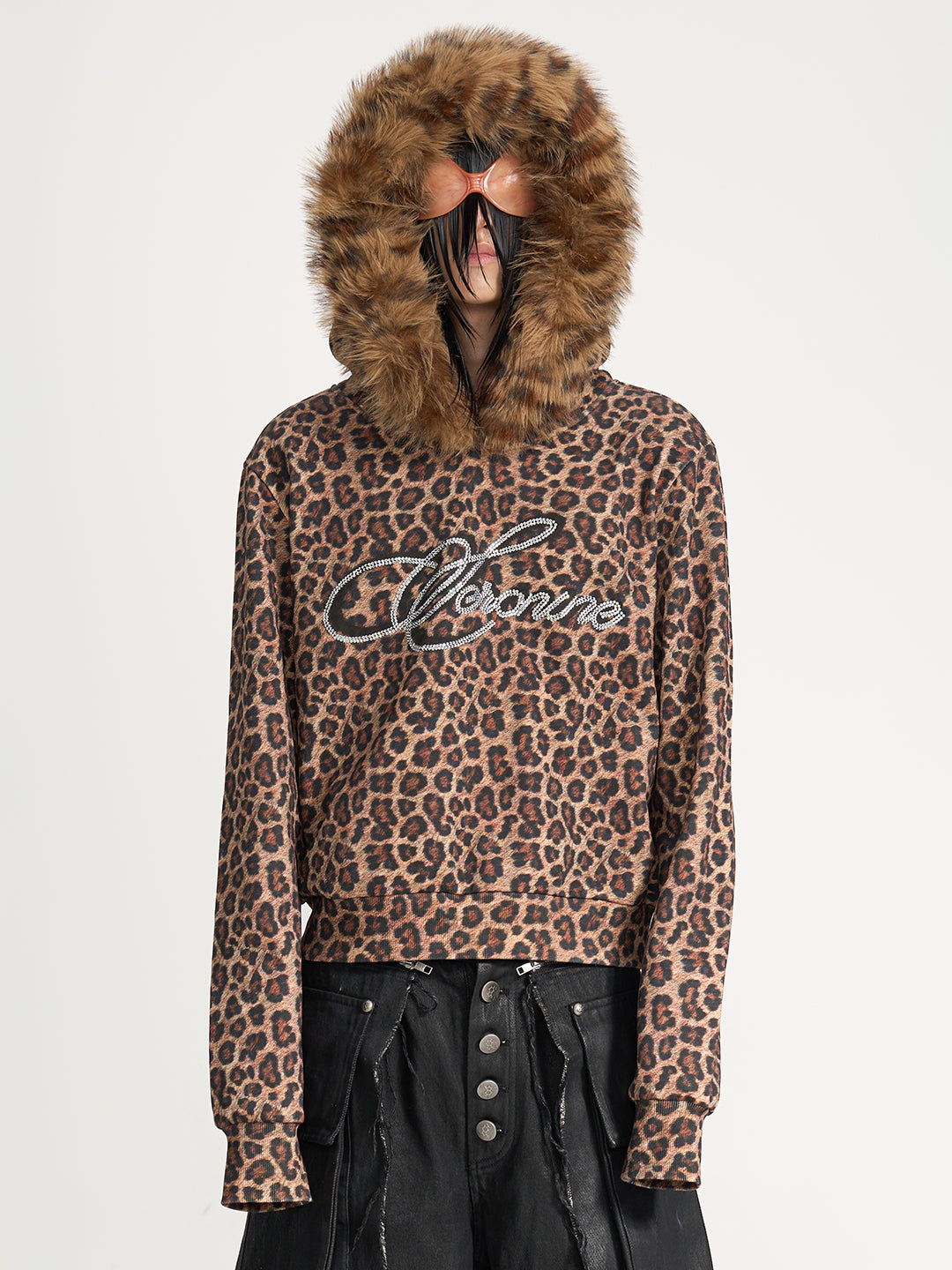 ジャケット・アウター FUGA Leopard Fur Velour Hoodie ACRO TOKYO][FUGA] Velour Hoodie with Fur Trim