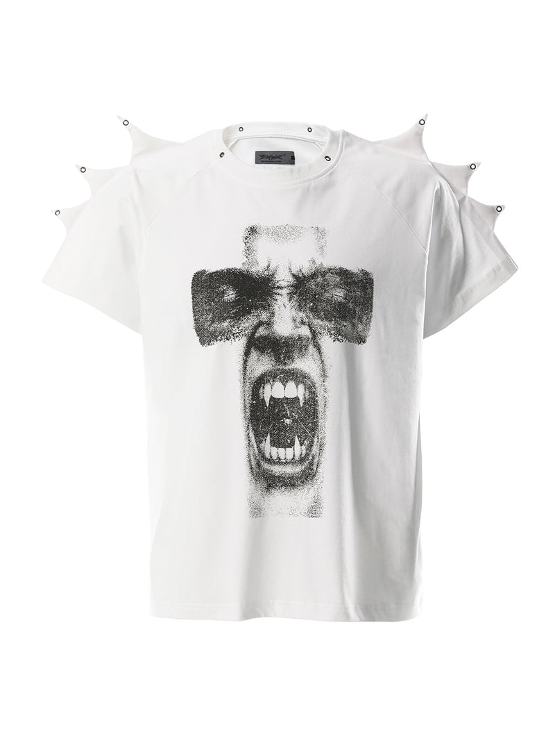 front view of SERONINE SER-GUIL white graphic tee for white graphic tee men styling