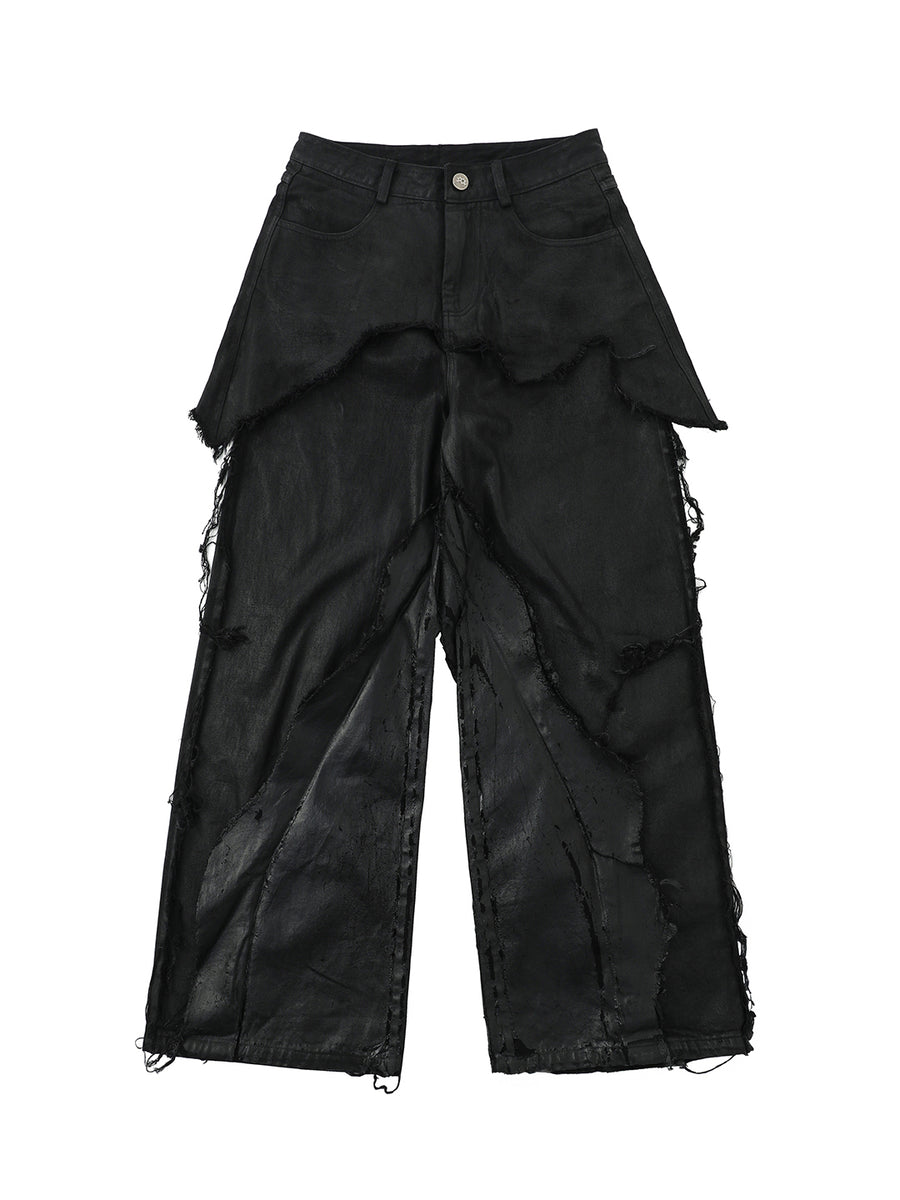 VAR-46｜Oathbreak · Blackfilm Wax-Crack Denim Pants