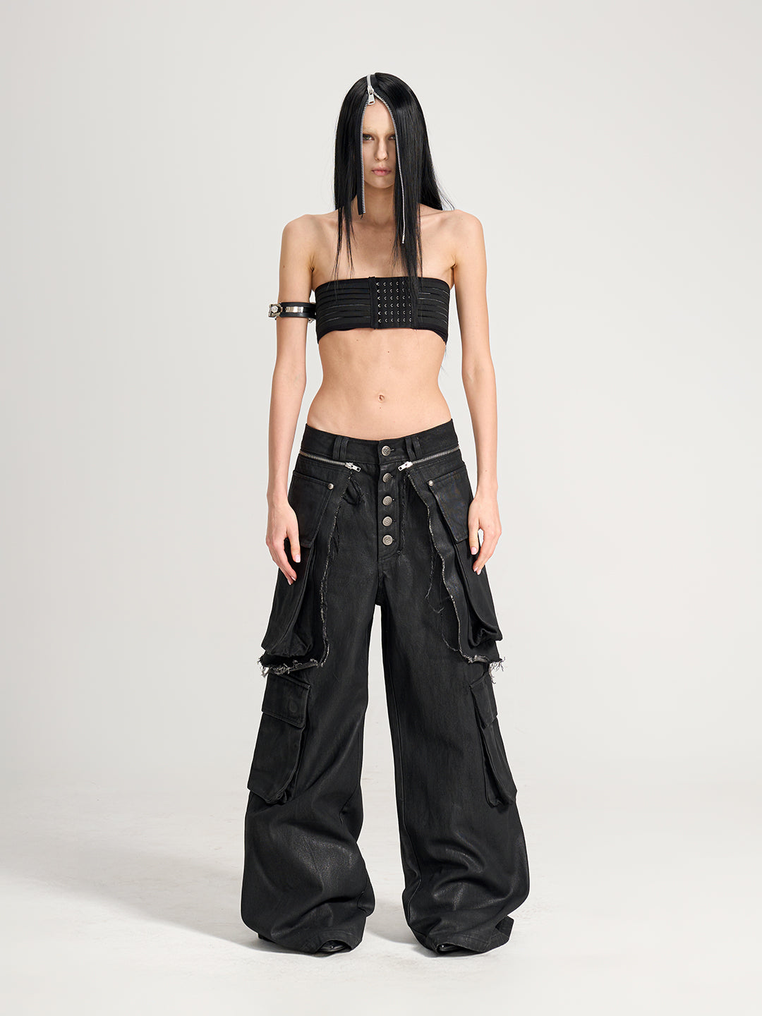 VAR-47｜Hinge Form · Wax-Brushed Layered Denim Pants