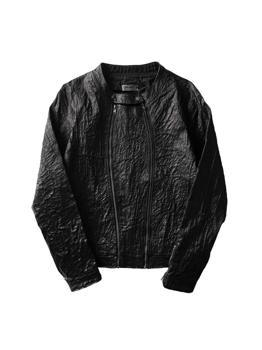 CTX-51 Waxed Texture Crackle Double-Zip Jacket
