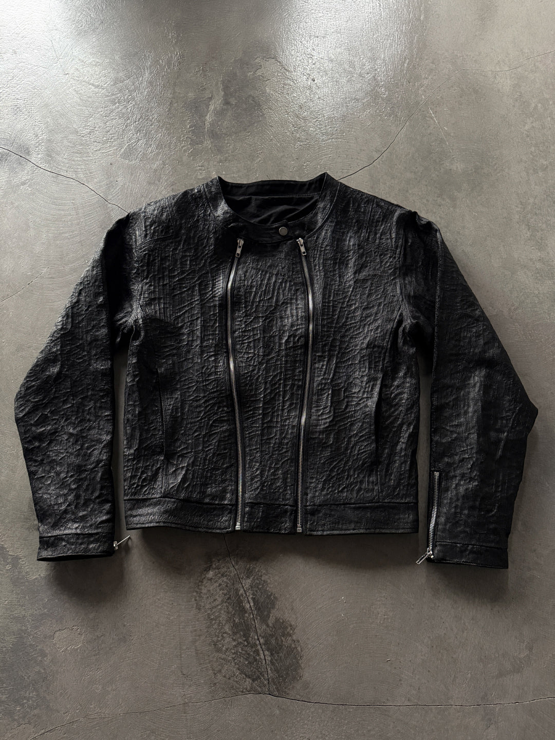 CTX-51 Waxed Texture Crackle Double-Zip Jacket