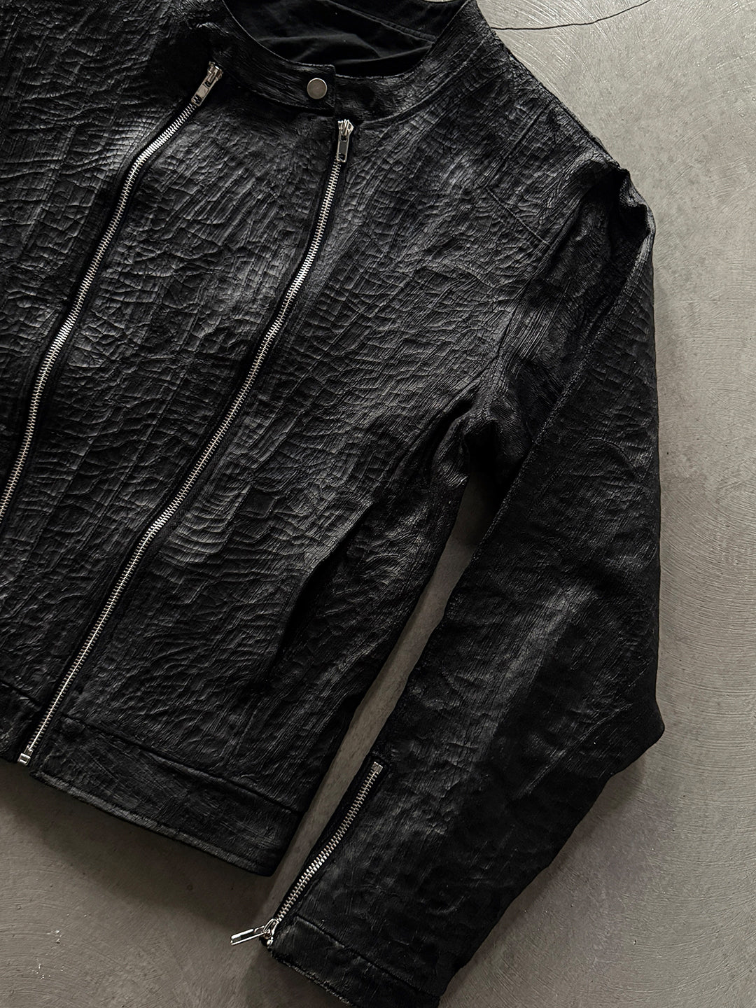 CTX-51 Waxed Texture Crackle Double-Zip Jacket