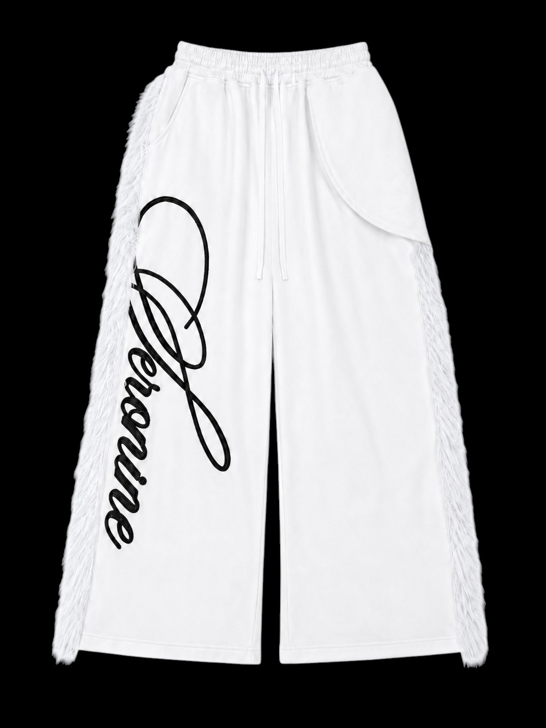 SERONINE VAR-41 White Mohawk Fleece-Trim Hoodie & Pants Set - pants front flat lay