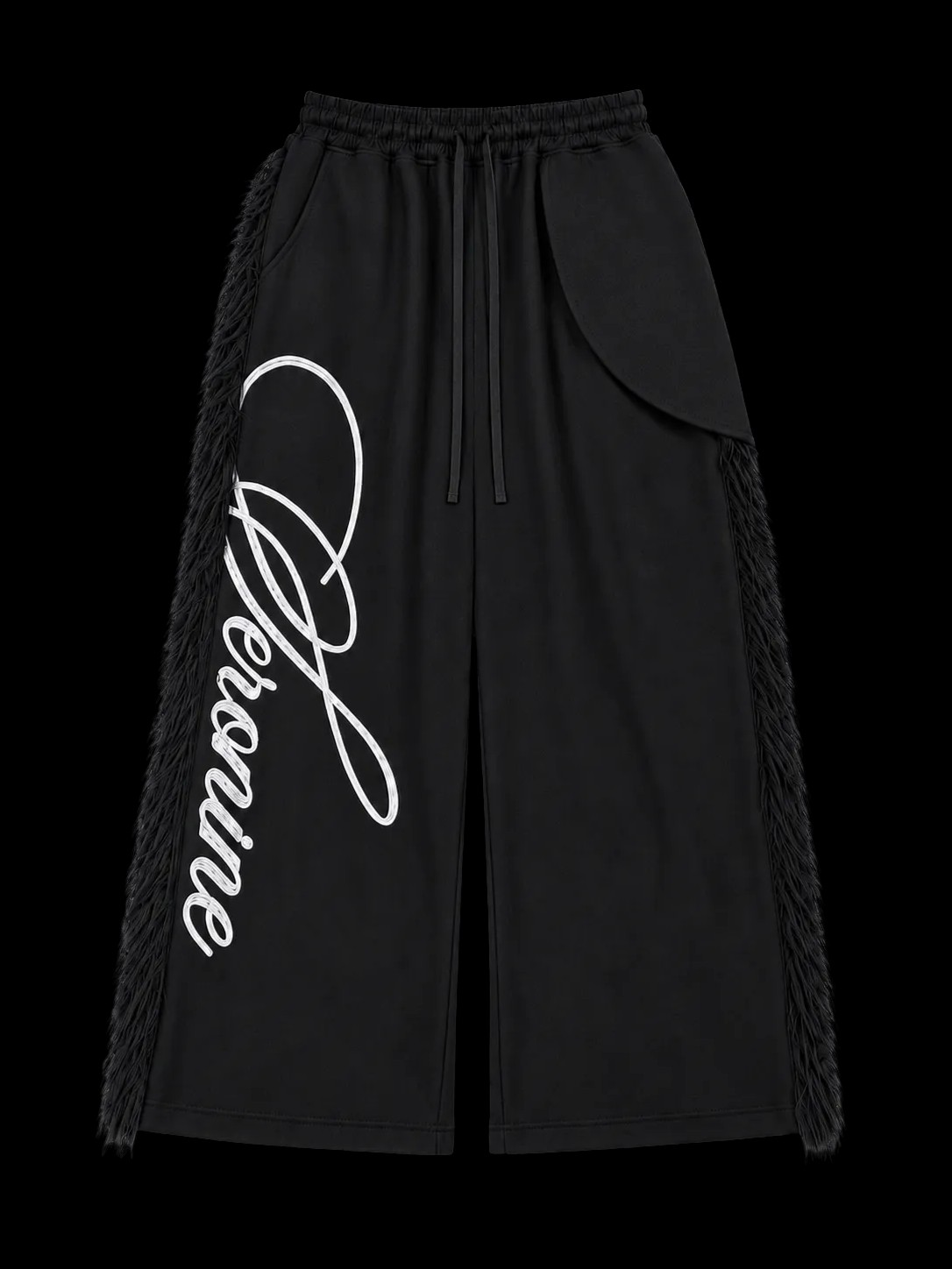 SERONINE VAR-42 Black Mohawk Fleece-Trim Hoodie & Pants Set - pants front flat lay