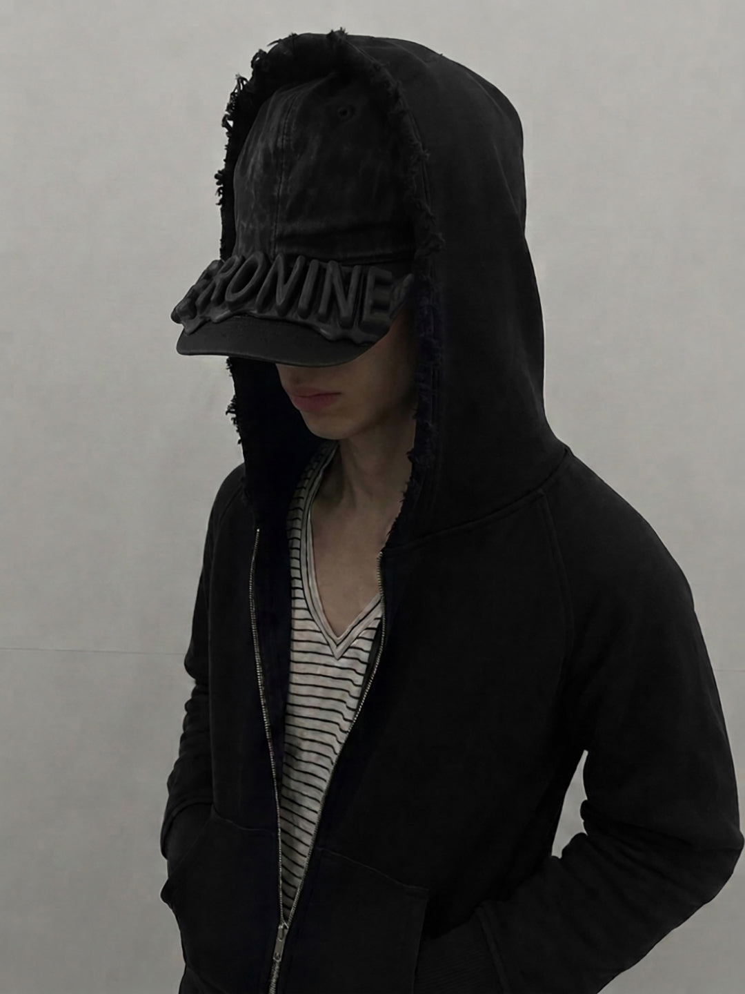 SERONINE CTX-56 Wax-Coated SLA 3D Logo Curved-Brim Cap - angled styling with hood