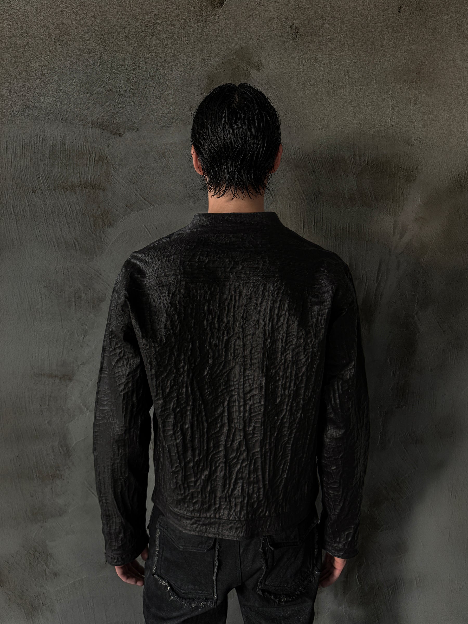 CTX-51 Waxed Texture Crackle Double-Zip Jacket