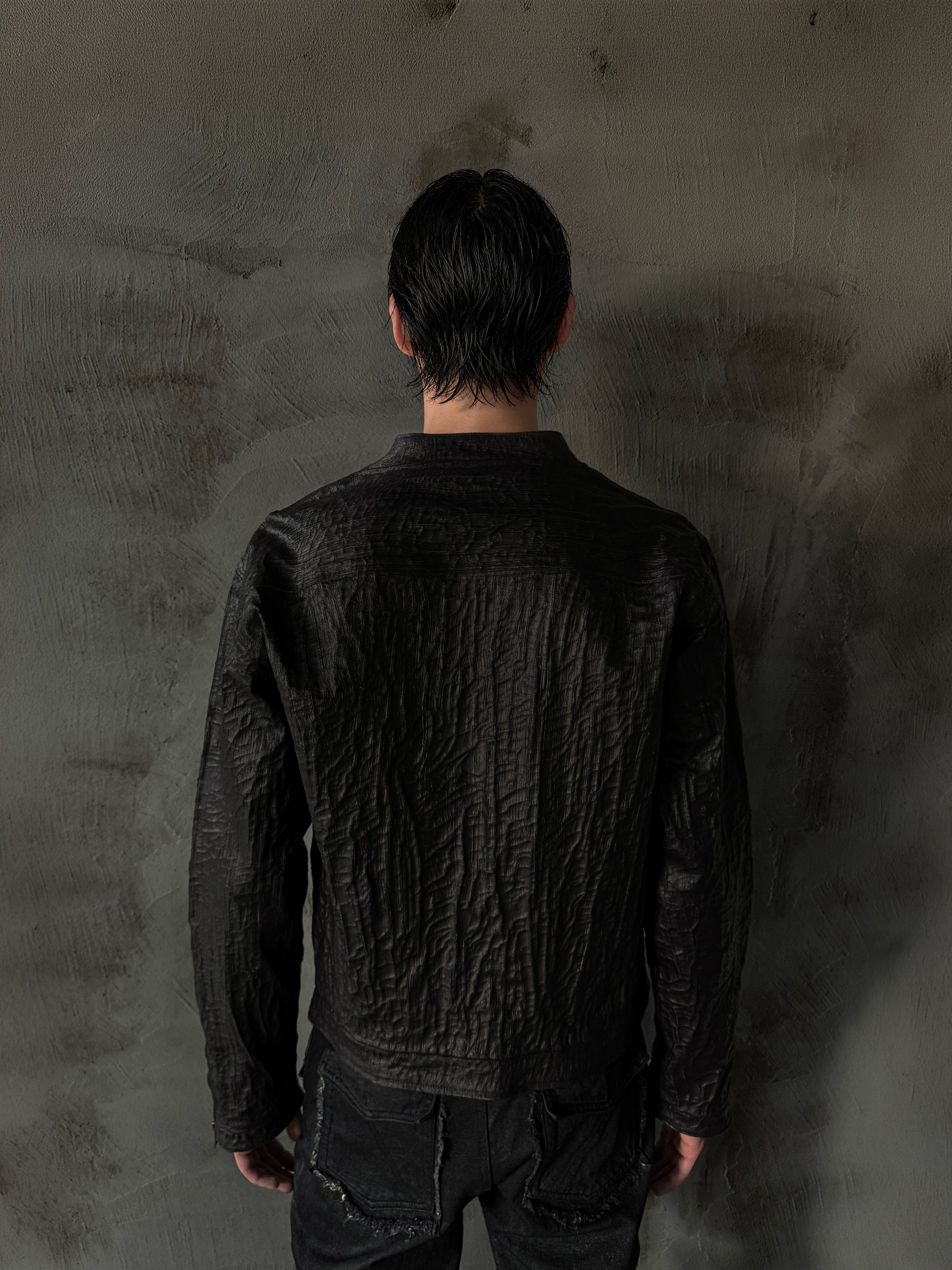 CTX-51 Waxed Texture Crackle Double-Zip Jacket