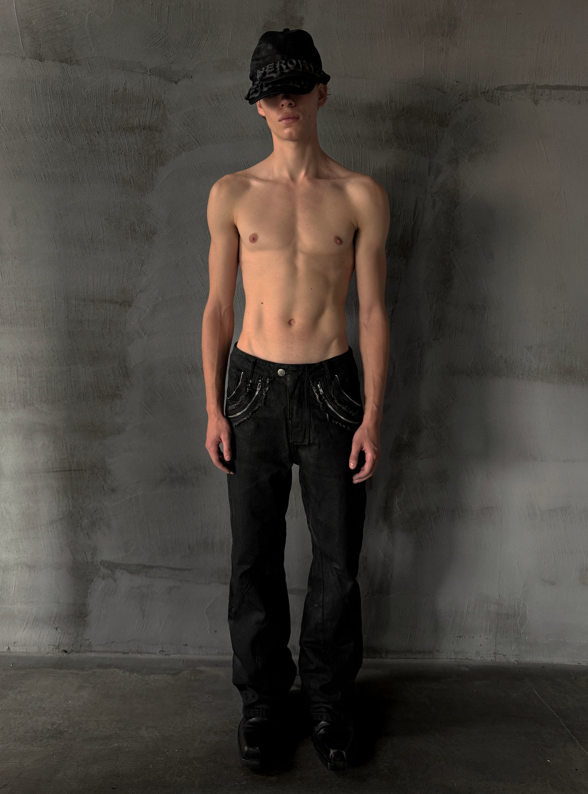 CTX-54 Wax-Coated Fringe Zip Denim Pants