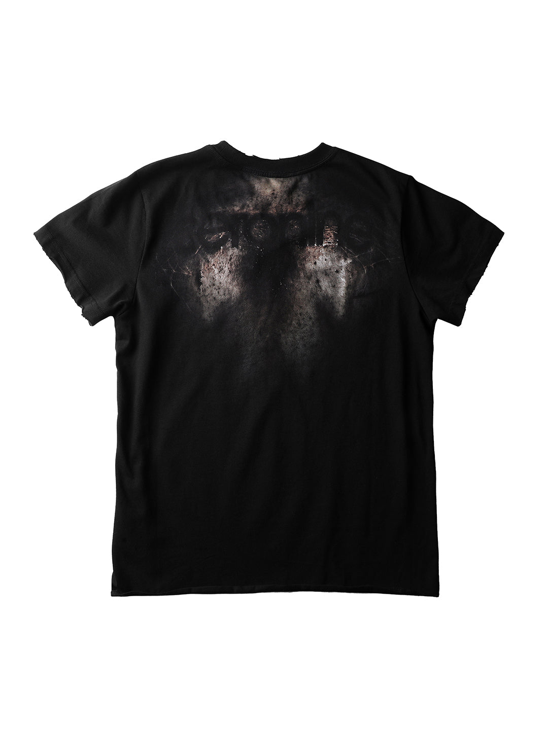 SERONINE CTX-50 black skin etching graphic T-shirt with distressed ribbing