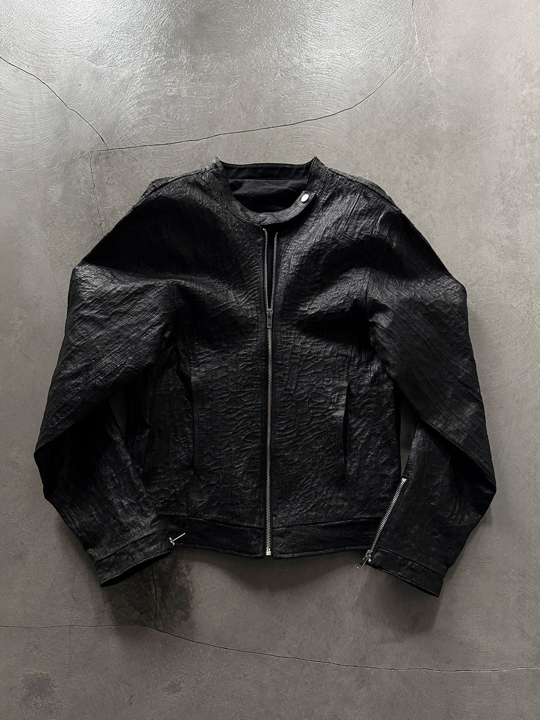 CTX-51 Waxed Texture Crackle Double-Zip Jacket