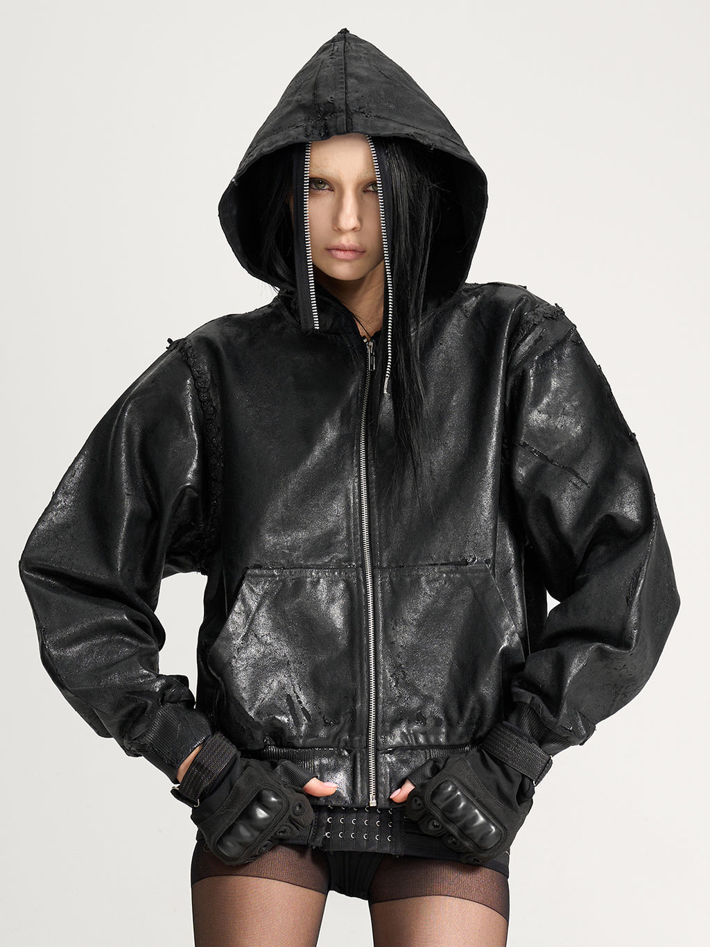 VAR-44｜Molting Shell · Coated-Canvas Zip Hoodie