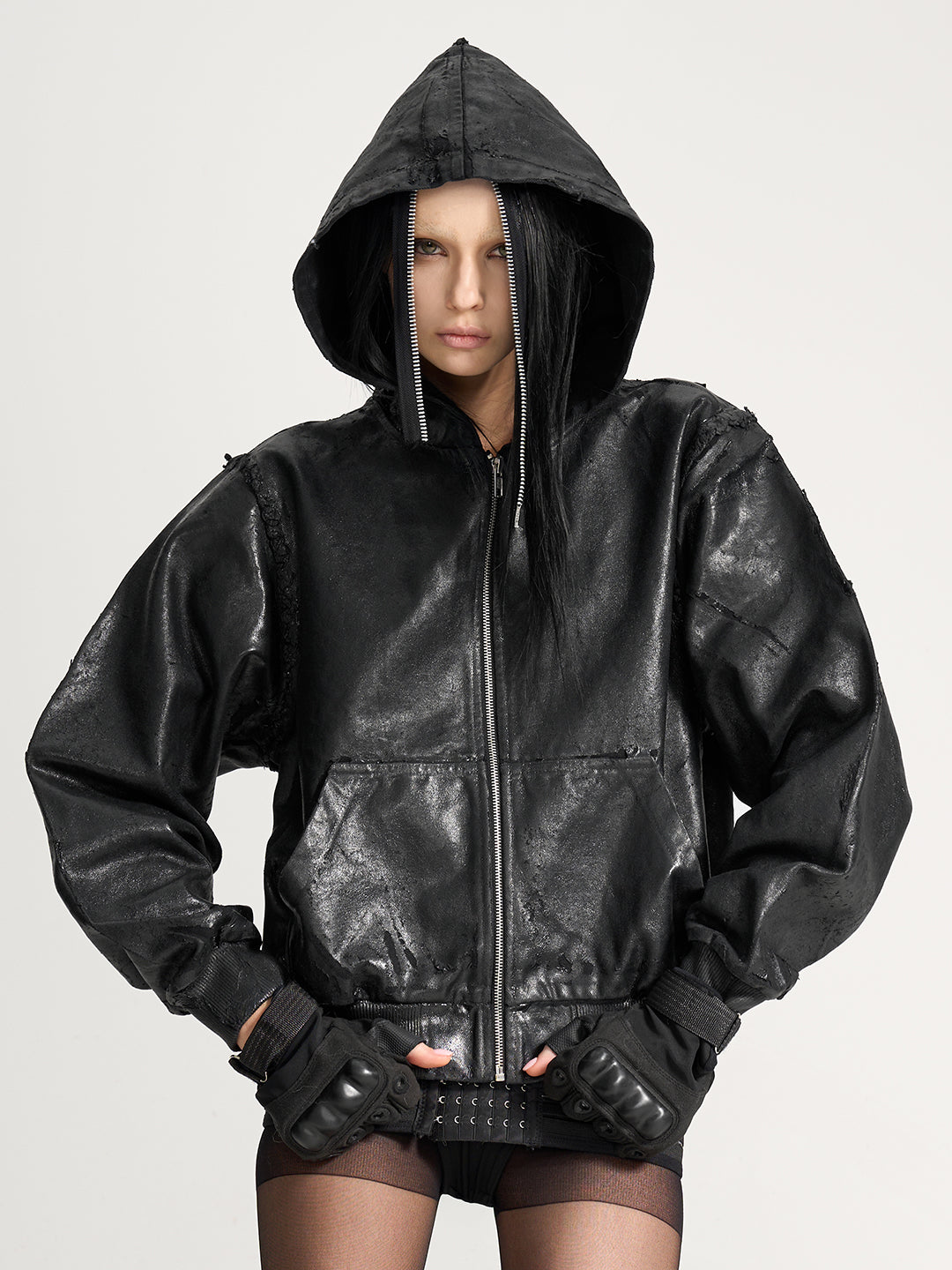 VAR-44｜Molting Shell · Coated-Canvas Zip Hoodie