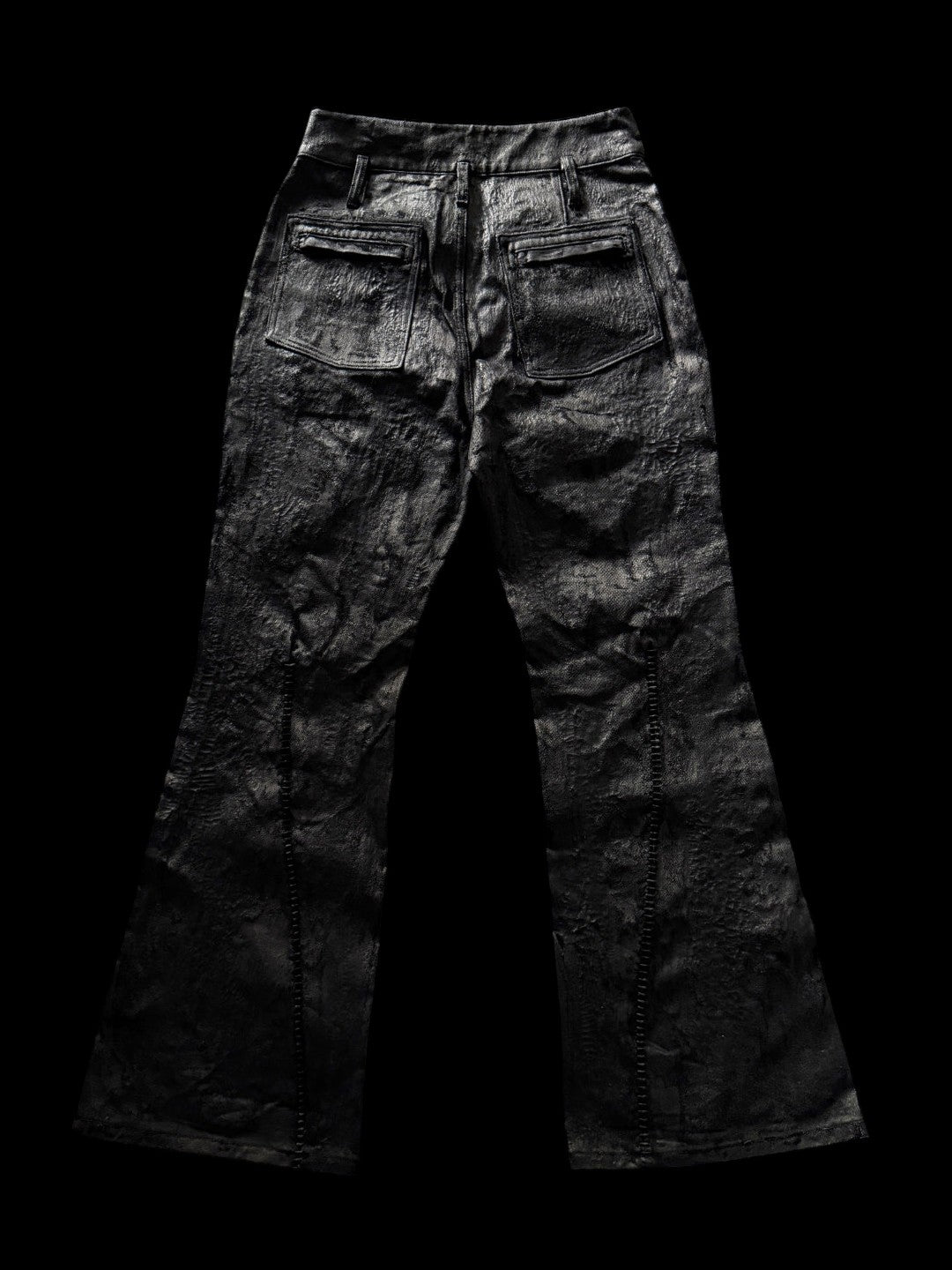 SERONINE CTX-55 Wax-Coated Structural Black Jeans - back flat lay