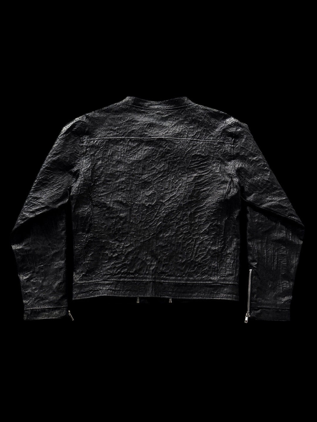 SERONINE CTX-51 Waxed Texture Crackle Double-Zip Jacket - back flat lay