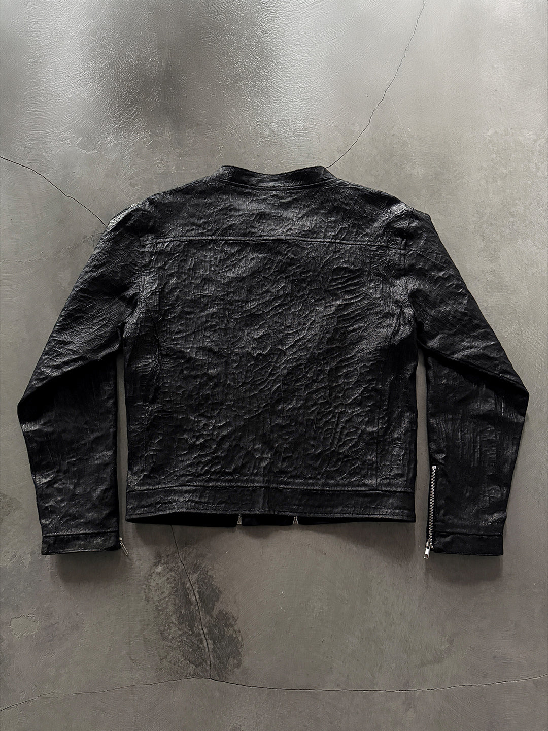 CTX-51 Waxed Texture Crackle Double-Zip Jacket