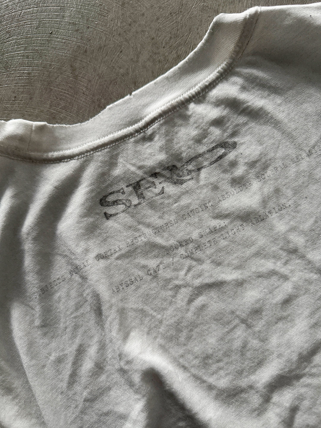 SERONINE CTX-49 white dark portrait graphic T-shirt with dirty wash