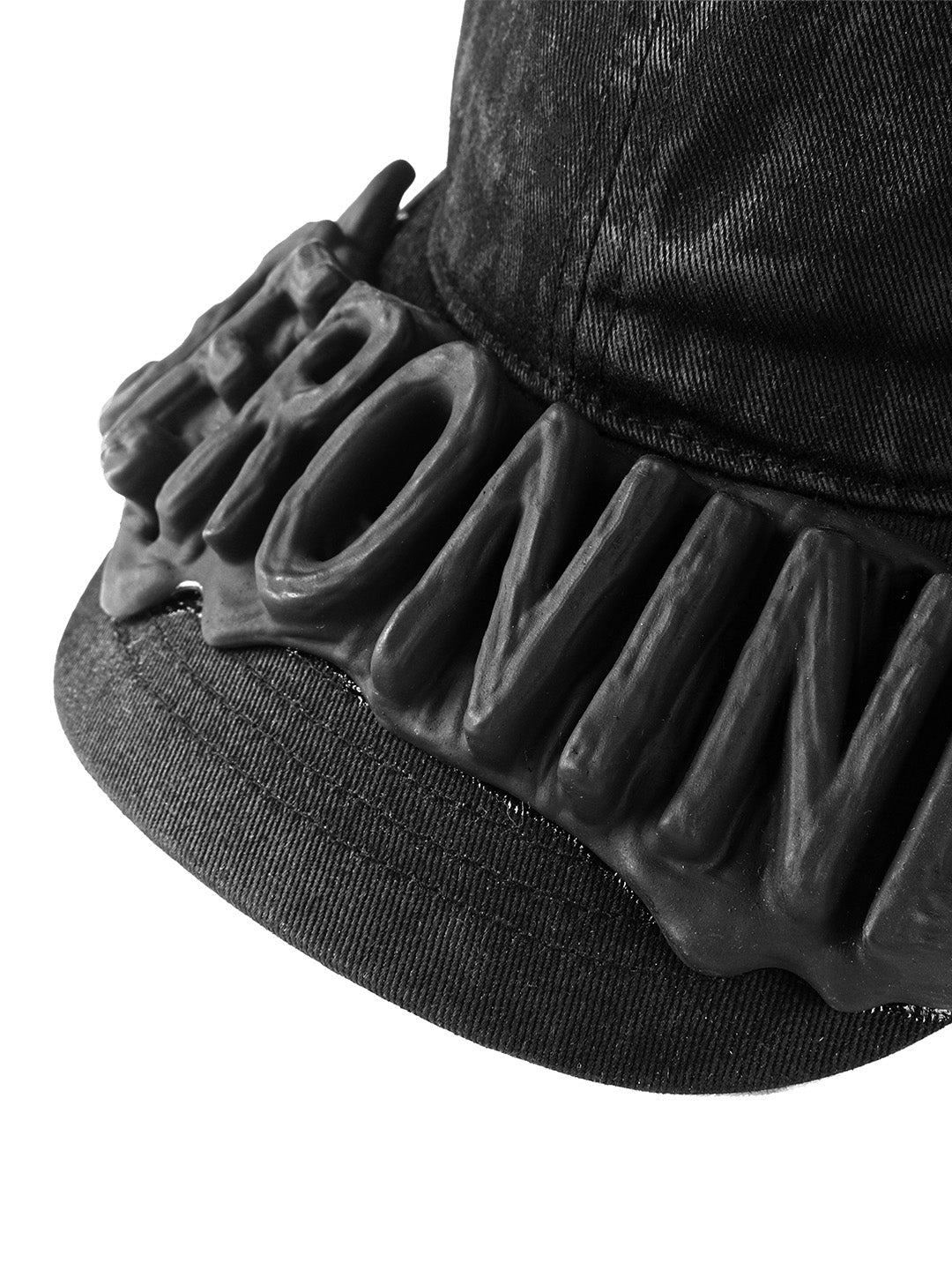 SERONINE CTX-56 wax-coated black curved brim cap with SLA resin 3D logo