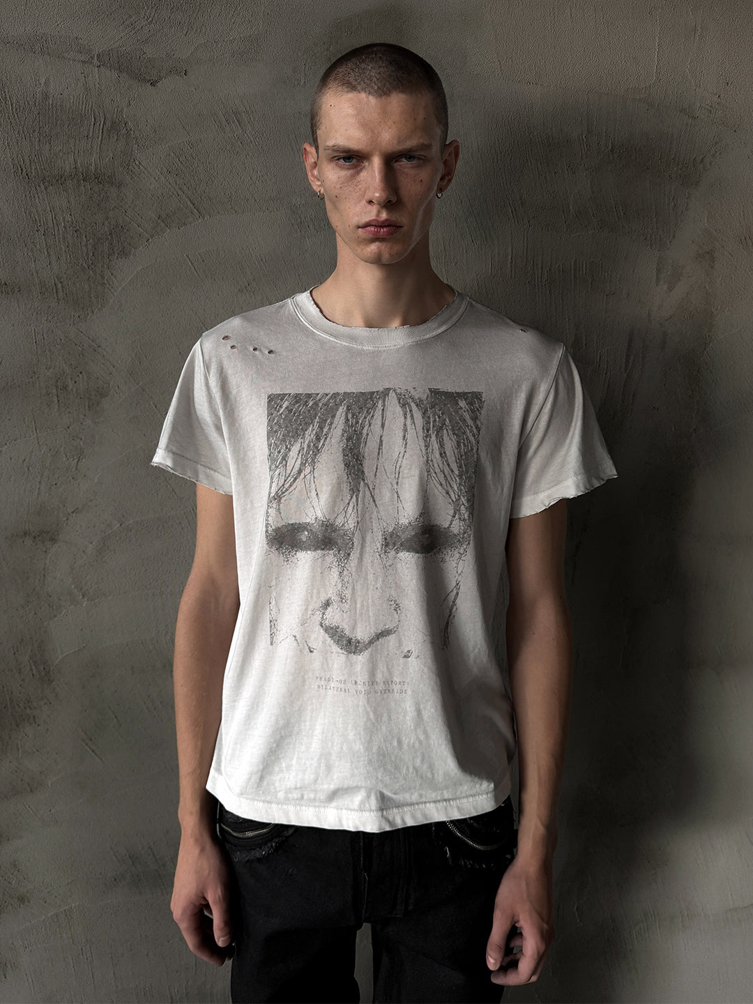 SERONINE CTX-49 Dark Portrait Graphic T-Shirt - front fit on model