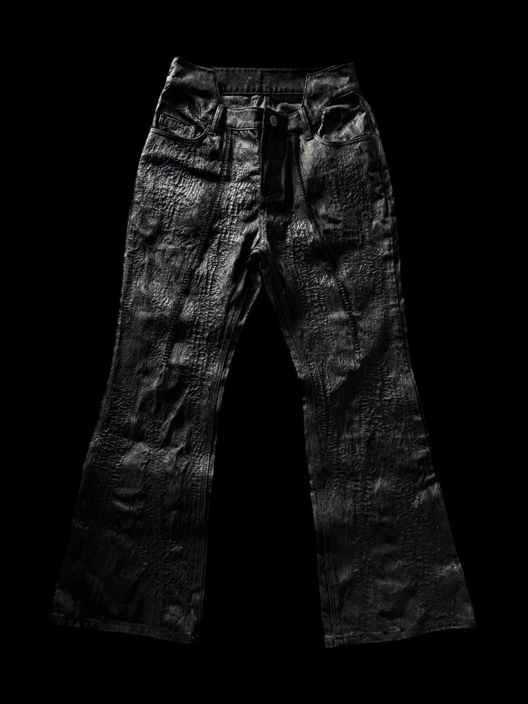 SERONINE CTX-55 Wax-Coated Structural Black Jeans - front flat lay